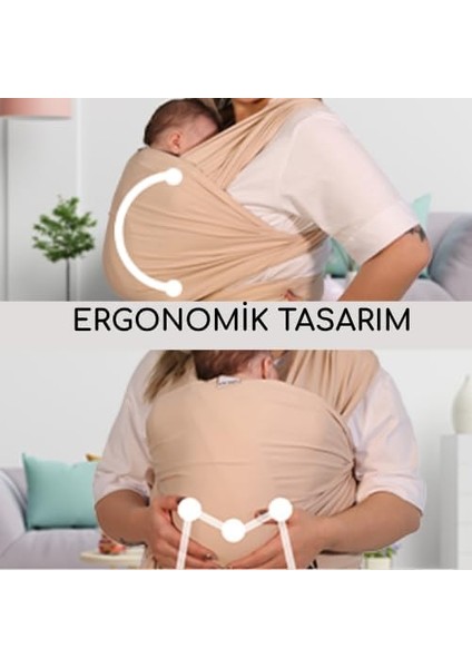 Wrap Sling Bebek Taşıma Şalı Birinci Sınıf Pamuk Kumaş Sling Kanguru (Bej) fırsatları