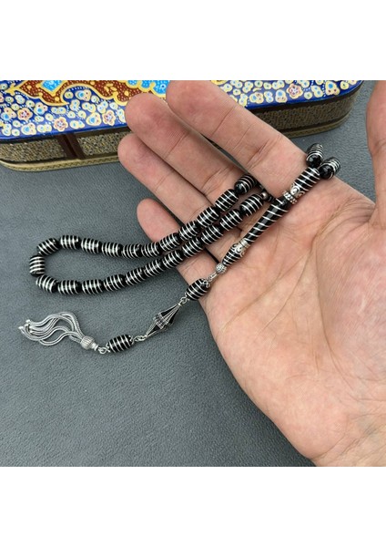 Türker Kızılelma Gümüş Işlemeli Oltu Taşı Tesbih fiyatları