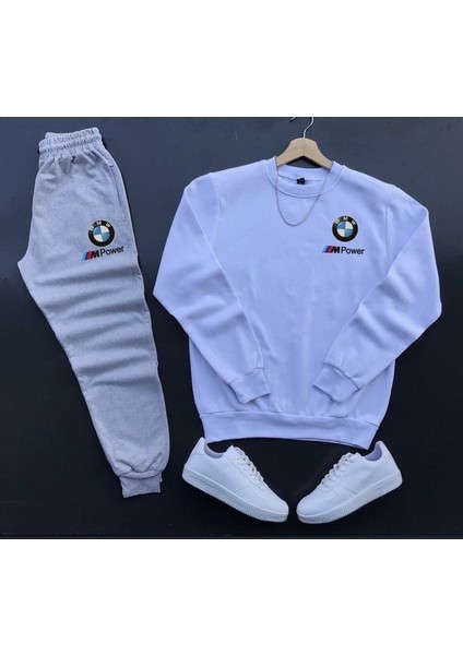 Yeni Sezon Araba Logo Baskılı Kışlık Sıfır Yaka Sweat- Içi Pamuklu Kışlık Ribana Paça Eşofman 2'li