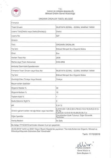 Exs-Org 5 Lt (Bitkisel Menşeli Sıvı Organik Gübre) fırsatları