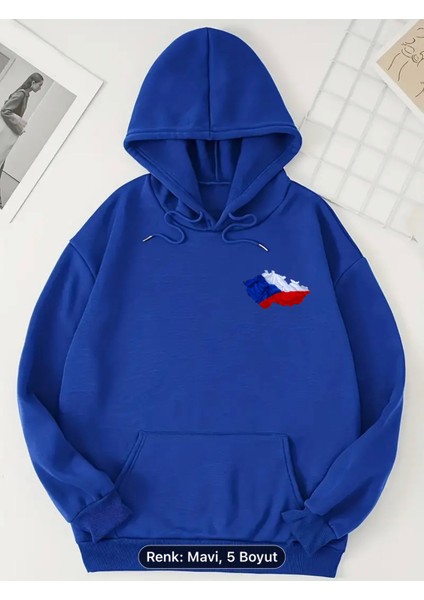 Çek Cumhuriyeti Bayrak Özel Grafik Baskılı Kanguru Sweatshirt