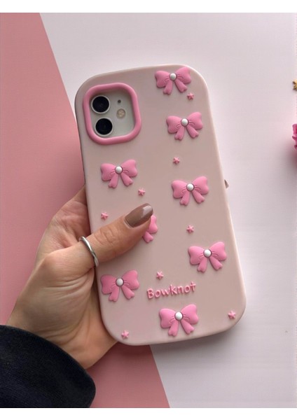 iPhone 12 / 12 Pro Uyumlu Pembe Fiyonk Desenli Kabartmalı Yumuşak Silikon Kılıf indirimleri