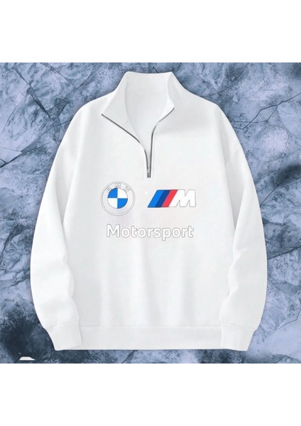 Dik Yaka Yarım Fermuarlı Içi Polarlı Mevsimlik Bmwmotorsport Büyük Baskılı