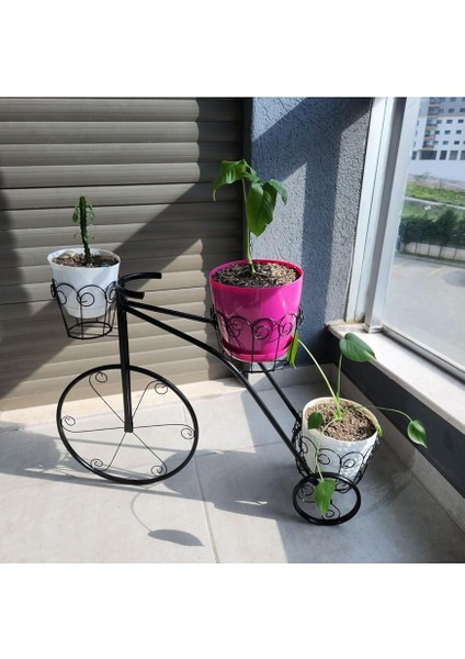 Gözlü Ferforje Bisiklet Saksılık Metal Çiçeklik Dekoratif Bitki Standı indirimleri