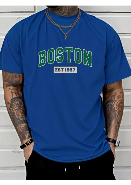 Erkekler Için Boston Est. 1997 Grafik Baskılı T-Shirt