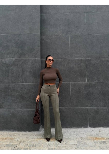 Full Likralı Süet Ispanyol Paça Pantolon fırsatları