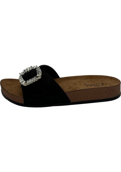 Tek Tokalı Kadife Desenli Ortopedik Kadın Terlik modelleri