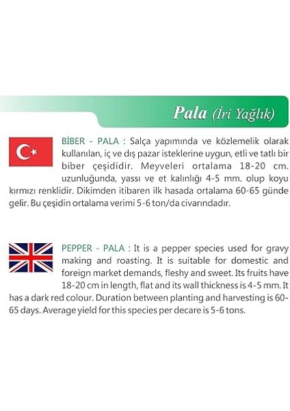 Tarım Ata Tohumu Yöresel Pala Yağlık Köz Biber 500 Adet Tohum fiyatları