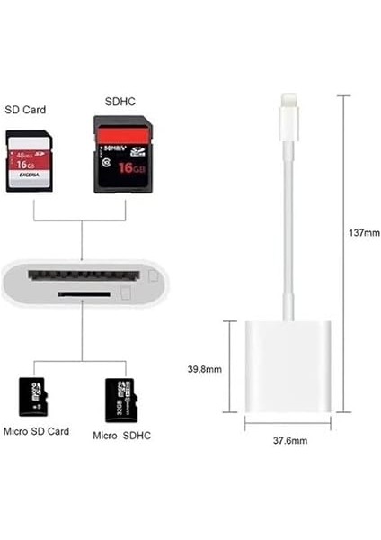 Lightning To Sd Card Camera Reader Kablo iPhone 11 12 13 14 Uyumlu Sd Micro Sd Kart Okuyucu Kablo Adaptör fırsatları