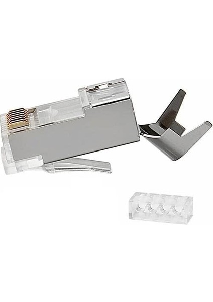 Plus Q-J710M Cat7 Metal Konnektör RJ45 Cat7 Jack + Ayraç 10LUK Paket