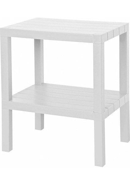 Home 2 Katlı Plastik Balkon Bahçe Sehpası Masası Şezlong Havuz Sehpası Gazetelik Banyo Mutfak Rafı Beyaz modelleri