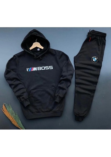 ✅yeni Sezon I'm Imboss Baskılı Pamuklu Kapüşonlu Hoodie-Kışlık Eşofman Altı 2'li Takım