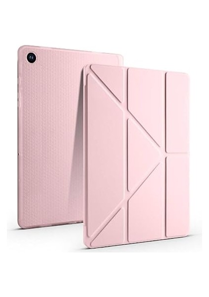 Galaxy Tab A9 Plus X210 X213 X215 X217 ile Uyumlu Kılıf Kalem Bölmeli Trifolding Case Rose Gold fiyatları