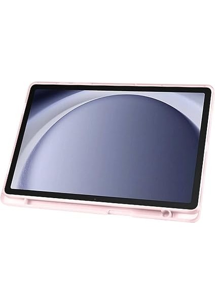 Galaxy Tab A9 Plus X210 X213 X215 X217 ile Uyumlu Kılıf Kalem Bölmeli Trifolding Case Rose Gold modelleri