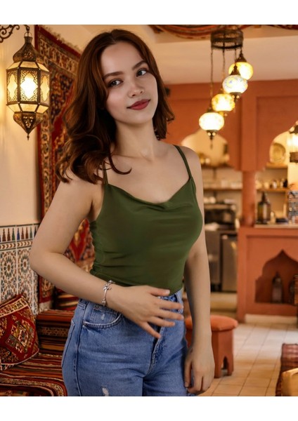 Kadın Degaje Yaka Sandy Bluz - Terletmeyen Esnek Ithal Kumaş