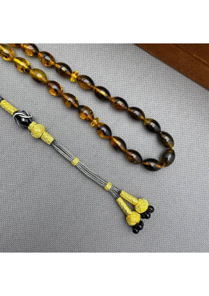 1000 Ayar Kazazlı Süzme Fosilli Dominik Damla Kehribar Tespih fiyatları