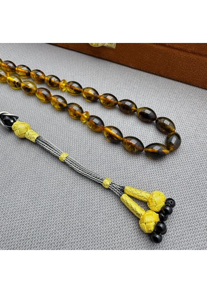 1000 Ayar Kazazlı Süzme Fosilli Dominik Damla Kehribar Tespih fırsatları