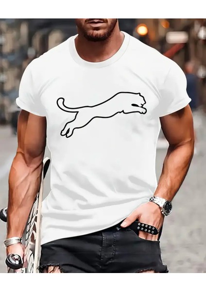 Oversize Pamuklu Yeni Sezon Leopar Desenli Siyah Beyaz Renkli Thşört