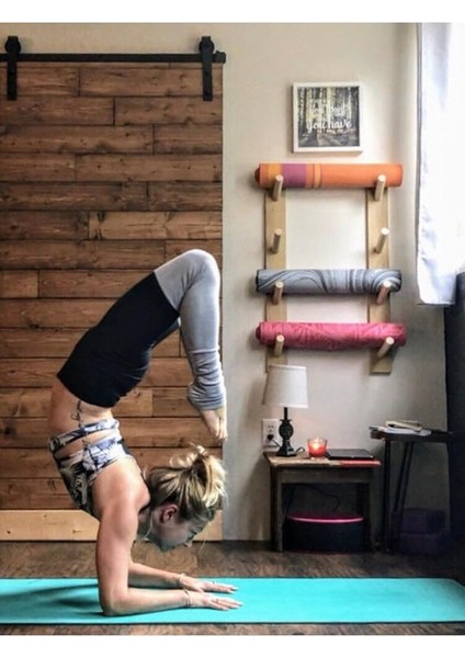 Temel Yoga Minderi Rafı| Ahşap Yoga Dekoru, Antrenman Organizatörü