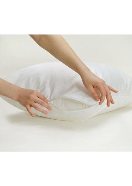 Çeyiz 1 Adet 50 * 70 Pamuklu Beyaz Iç Yastık Kılıfı Astar Fermuarlı Beyaz 50 x 70