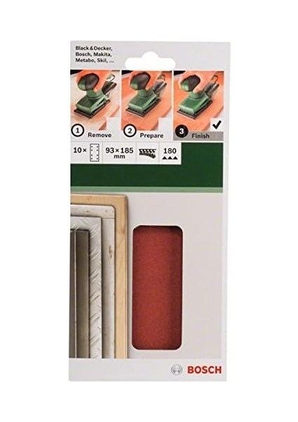 Home And Garden Bosch Zımpara Kağıdı (Çeşitli Malzemeler Için, 10 Adet, 93 x 185 Mm, Granülasyon 180) fiyatları