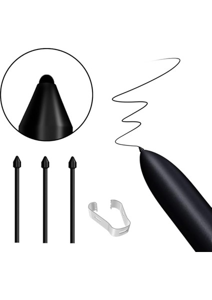 Adet. Orijinal S Pen Nibs Samsung Galaxy S Pen Için Tips Tab S10 / S9 /s8/ S7 / S6 / S24 / S23 / S22 / S21 / Note 20 / Note 10 Tüm Versiyonlar Için (3 Adet. Siyah)