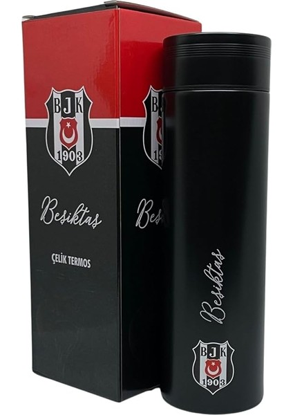 500ML Lisanslı Çift Katlı Paslanmaz Çelik Termos 8 Saat Sıcak Soğuk Hediye Kutulu Siyah