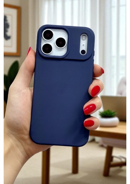 Apple iPhone 17 Pro Max Uyumlu Lacivert Lansman Silikon Kılıf Darbe Emici Yumuşak Koruyucu Kapak fiyatları
