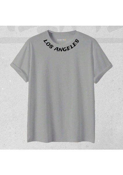 Yeni Sezon Unisex Los Angeles Yaka Baskılı T-Shirt