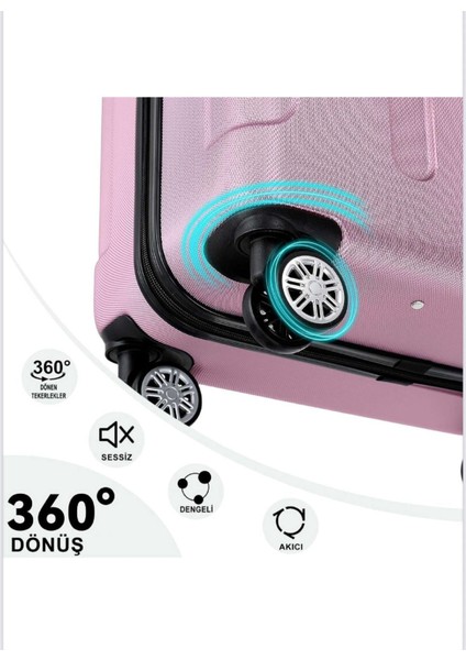 3’lü Valiz Seti – Kabin + Orta + Büyük Boy – Abs Sert Kaplama, Ultra Hafif, 360° Dönebilen Tekerlek, Darbe Korumalı Bavul