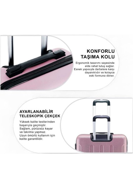 3’lü Valiz Seti – Kabin + Orta + Büyük Boy – Abs Sert Kaplama, Ultra Hafif, 360° Dönebilen Tekerlek, Darbe Korumalı Bavul