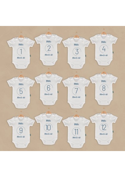 Isme Özel 12 Li Bebek Body & Zıbın Seti Yeni Doğan