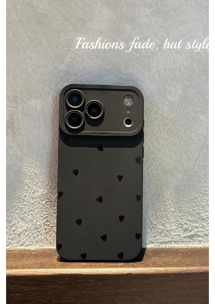 Iphone 17 Pro Max Uyumlu Mat Siyah Kalp Desenli Darbelere Dayanıklı Yumuşak Kamera Korumalı Kapak fiyatları