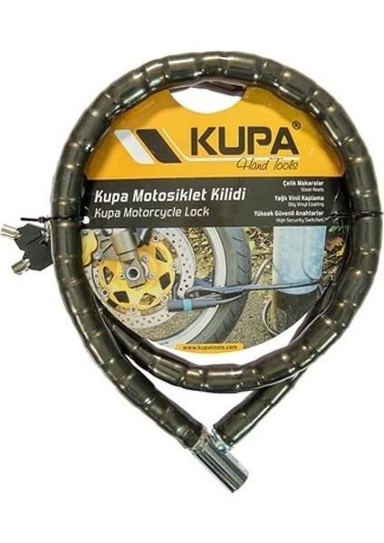 Çelik Motosiklet Kilidi, 22MM Zincir Boğumlu Anahtarlı Kilit 1,5 Metre - Puset - Bisiklet - Scooter fiyatları