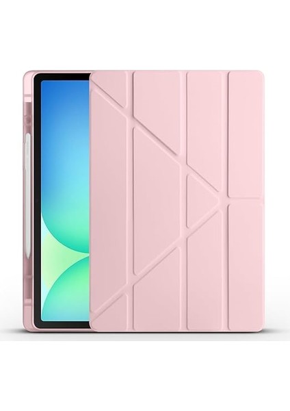 Samsung Galaxy Tab S10 Fe Plus / 13.1" Inç ile Uyumlu Kılıf Tri Folding Silikon Kalem Bölmeli Katlanabilir Standlı Pu Deri Yumuşak Kapak, Tablet Kılıfı [akıllı Kapak, Uyku Modlu] - Rose Gold fiyatları