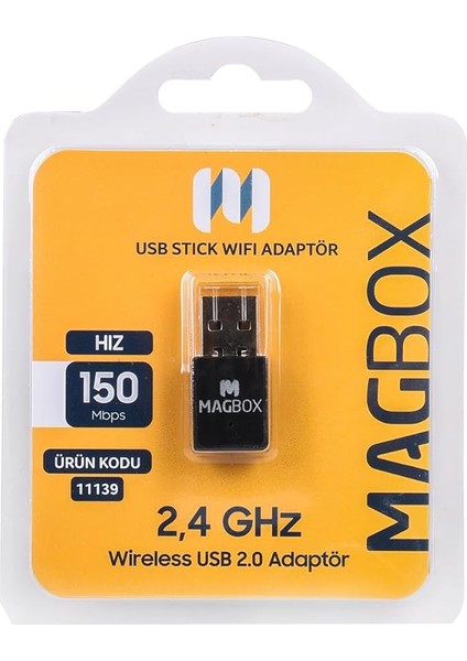 USB Stick Wifi Adaptör, 7601 Chipset, 2.4ghz, 150 Mbps, Hd Uydu Alıcı Uyumlu USB Stick Wifi Adaptör, 802.11N, Magbox