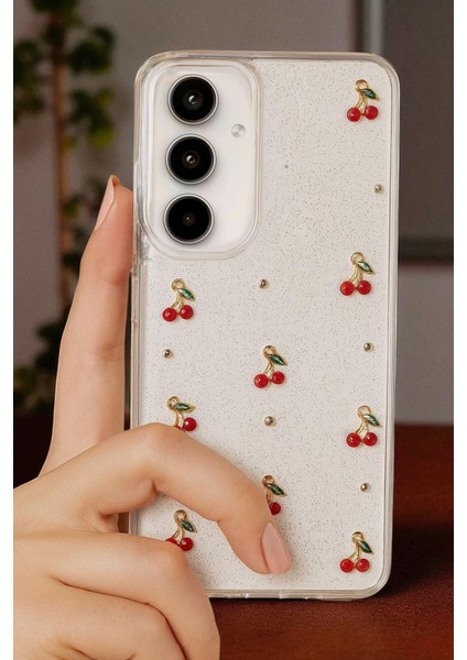 Samsung A35 Uyumlu - Epoksi Kiraz Desenli, Şeffaf, Darbe Dayanıklı Telefon Kılıfı indirimleri