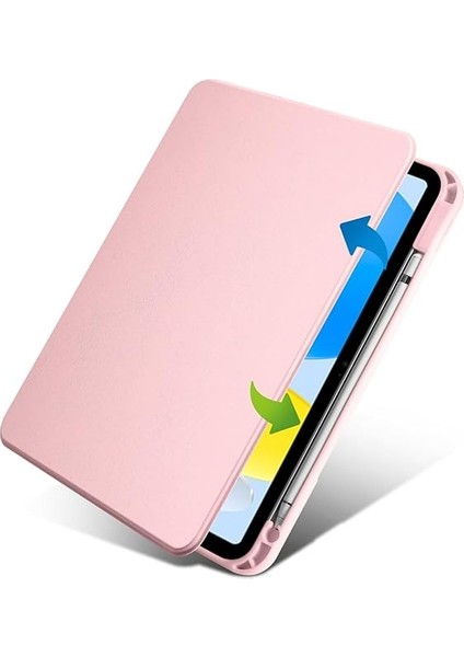 Ipad 11 Inç A16 (11.nesil) 2025 ile Uyumlu Kalem Bölmeli 360 Dönebilen Kapaklı Kılıf A3355, Pembe indirimleri