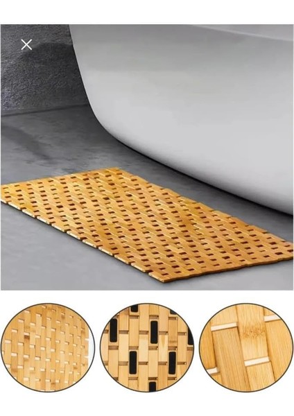 Bambu Banyo Paspası - Kaymaz Taban - Duş Paspası 40 x 60 cm modelleri