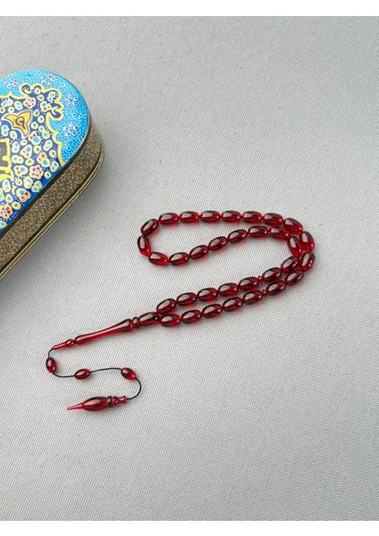 Usta Imzalı Kırmızı Eski Blok Zar Kehribar Tespih | Klasik Sülün Imame