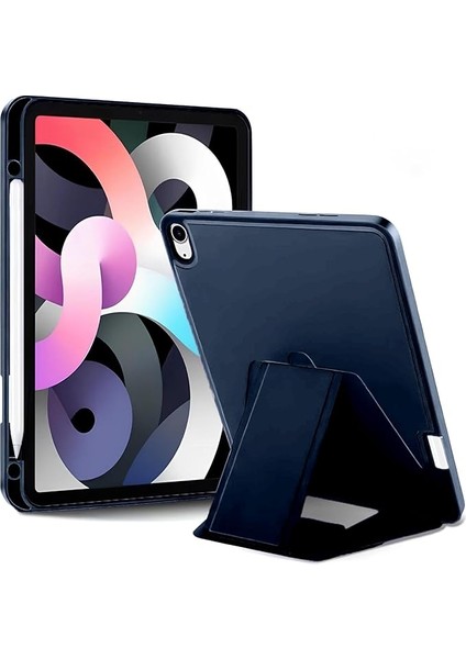 Apple 11 Inç iPad (A16) / iPad Air 10.9 Inç/ipad 10.nesil 10.9 Wi-Fi Tablet Ile Uyumlu Kılıf Lüks Kadife Iç Kaplamalı Suni Deri Mıknatıslı Standlı Tablet Arka Kapak Lacivert