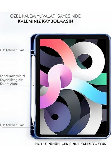 Apple 11 Inç iPad (A16) / iPad Air 10.9 Inç/ipad 10.nesil 10.9 Wi-Fi Tablet Ile Uyumlu Kılıf Lüks Kadife Iç Kaplamalı Suni Deri Mıknatıslı Standlı Tablet Arka Kapak Lacivert fiyatları