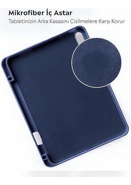 Apple 11 Inç iPad (A16) / iPad Air 10.9 Inç/ipad 10.nesil 10.9 Wi-Fi Tablet Ile Uyumlu Kılıf Lüks Kadife Iç Kaplamalı Suni Deri Mıknatıslı Standlı Tablet Arka Kapak Lacivert modelleri