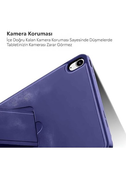 Apple 11 Inç iPad (A16) / iPad Air 10.9 Inç/ipad 10.nesil 10.9 Wi-Fi Tablet Ile Uyumlu Kılıf Lüks Kadife Iç Kaplamalı Suni Deri Mıknatıslı Standlı Tablet Arka Kapak Lacivert fırsatları