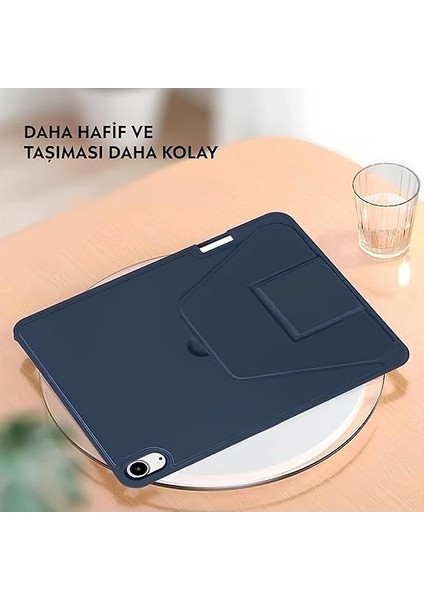 Apple 11 Inç iPad (A16) / iPad Air 10.9 Inç/ipad 10.nesil 10.9 Wi-Fi Tablet Ile Uyumlu Kılıf Lüks Kadife Iç Kaplamalı Suni Deri Mıknatıslı Standlı Tablet Arka Kapak Lacivert indirimleri