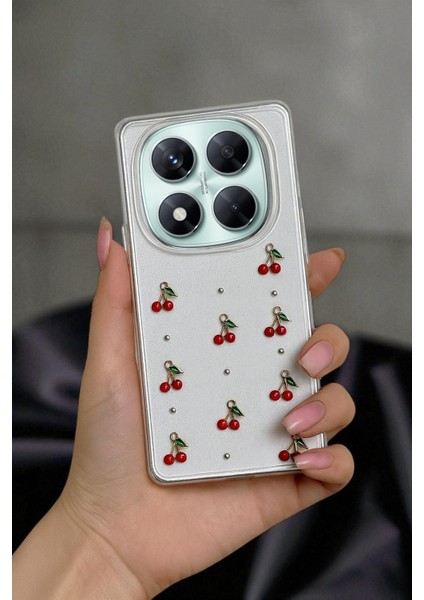 Xiaomi Redmi 14C Uyumlu – Epoksi Kiraz Desenli, Şeffaf, Darbe Dayanıklı Telefon Kılıfı