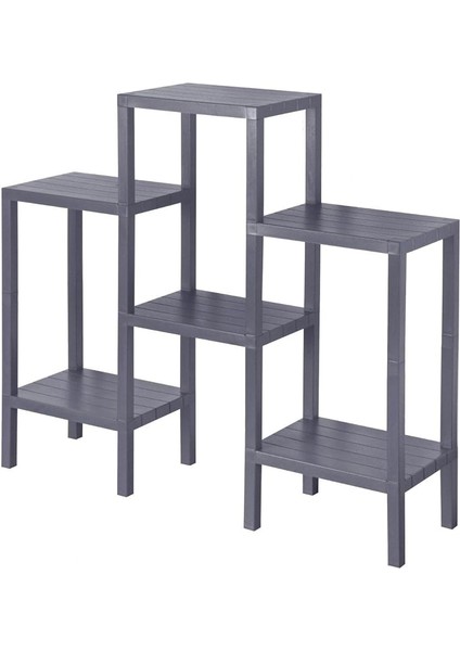Home 6 Raflı Plastik Raf Ünitesi Saksılık Çiçeklik Saksı Standı Dekoratif Raf Gri fırsatları
