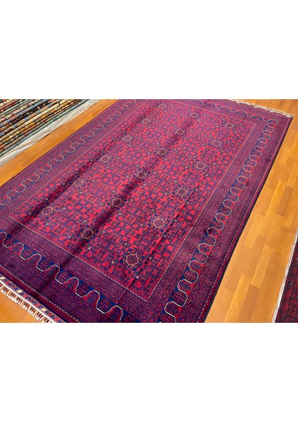 El Dokuma Afgan Halı Yıldız Desenli Bordo Renk 6 Metre Kare fiyatları