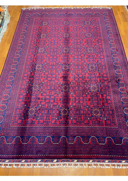El Dokuma Afgan Halı Yıldız Desenli Bordo Renk 6 Metre Kare modelleri