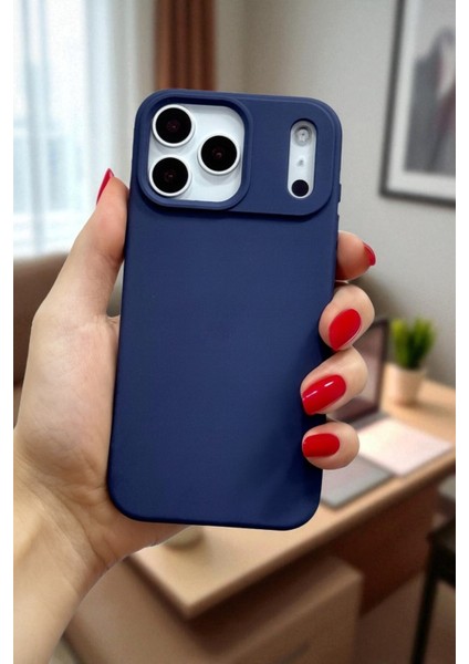 Apple iPhone 17 Pro Uyumlu – Lacivert Lansman Liquid Silikon Kılıf, Darbeye Karşı Dayanıklı Kapak